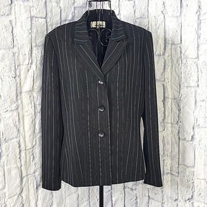 LE SUIT Yellow and Black Striped Suit Jacket Size 12
